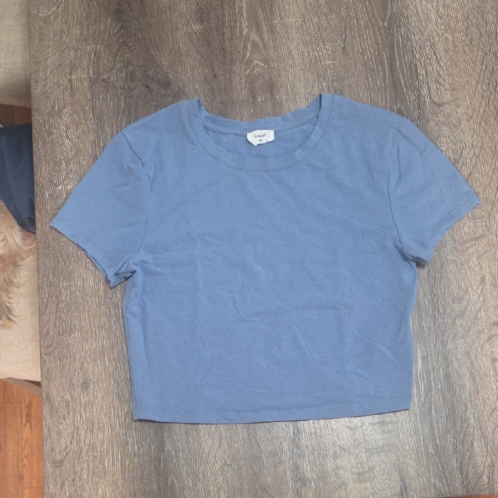 J.O&Co. Blue Cropped Baby Tee Short Sleeve Crop Top